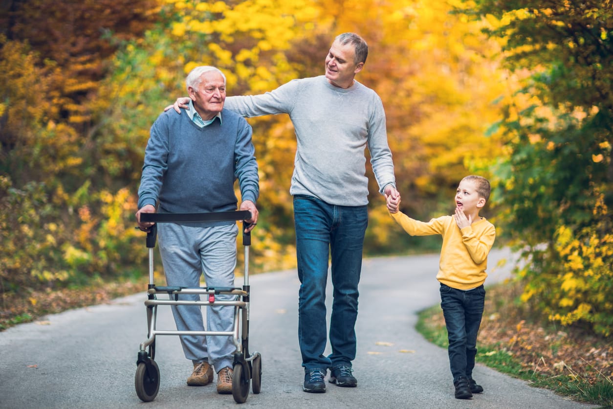 Elderly Man with Son and Grandson